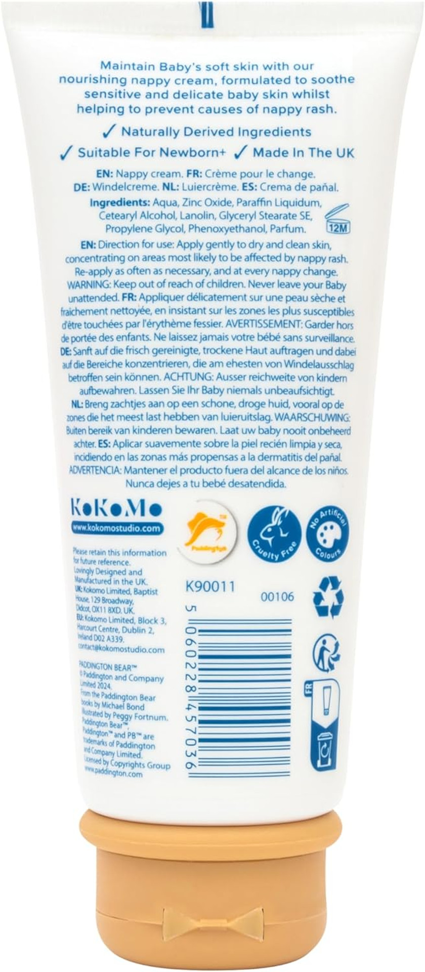 Paddington Baby Nappy Cream 100ml - Suitable for Newborn+ - Paediatrician Approved - Suitable for Sensitive Skin - Dematologically Tested - Made in UK