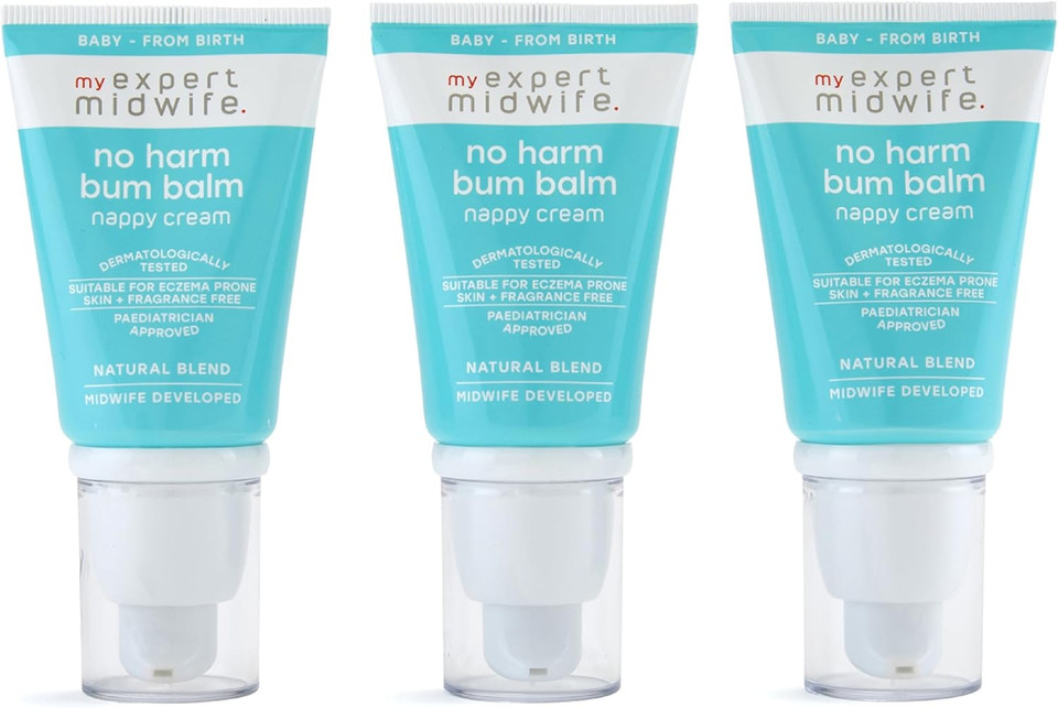My Expert Midwife No Harm Bum Balm Nappy Cream, 100% Naturally Derived Baby Bottom Balm, protect & help recovery from nappy rash, gentle, moisturising serum. Suitable for Newborn babies - 30ml