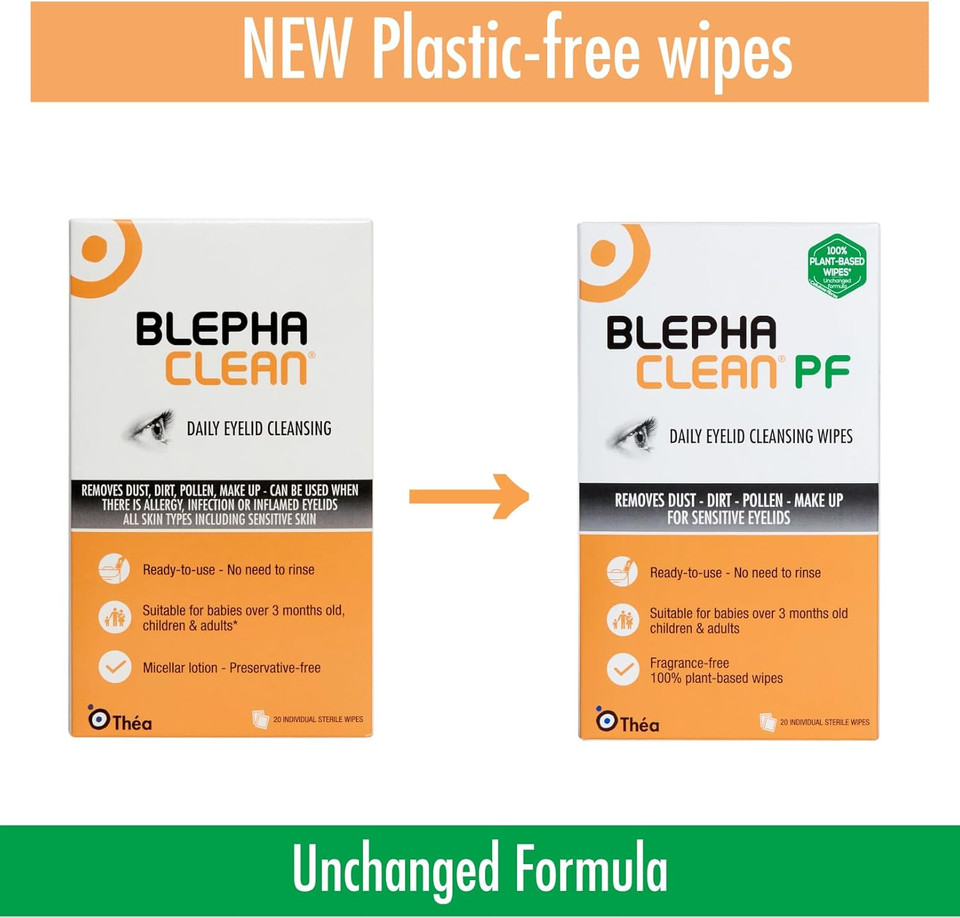 240 x Blephaclean PF Daily Eyelid Wipes - Gentle Cleansing for the Eyelids and Skin Around the Eyes | Ideal for Babies (over 3 months old) Children & Adults | 20 Sterile Plastic-Free Wipes x 12 Packs 240 x Blephaclean PF Daily Eyelid Wipes - Gentle Cleansing for the Eyelids and Skin Around the Eyes | Ideal for Babies (over 3 months old) Children & Adults | 20 Sterile Plastic-Free Wipes x 12 Packs
