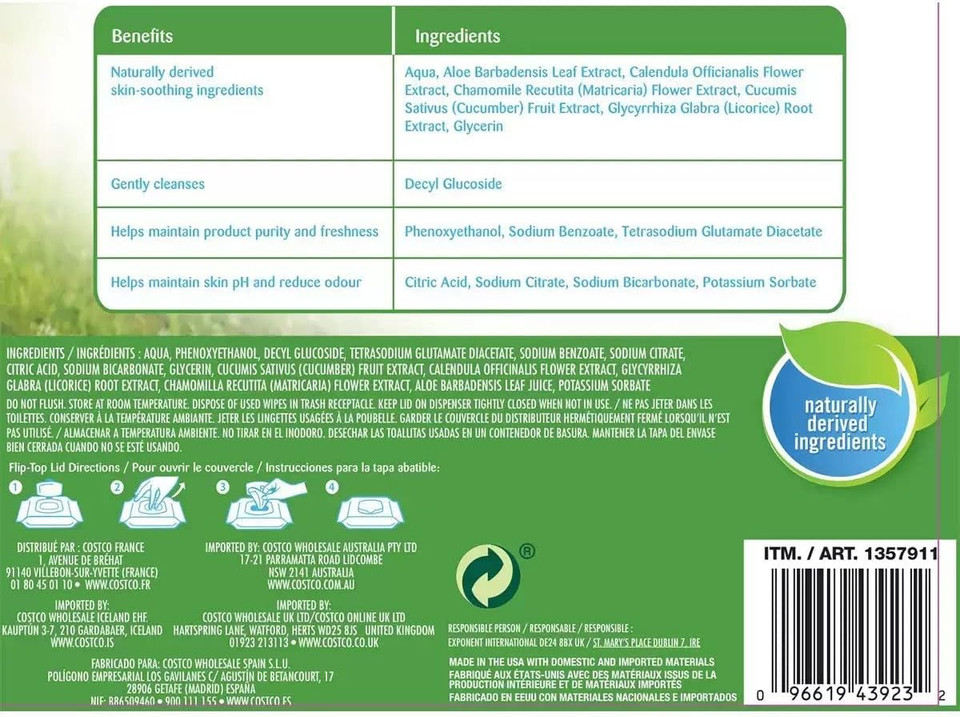 Kirkland Signature Tencel Baby Wipes - Pack of 9 x 100 Wipes