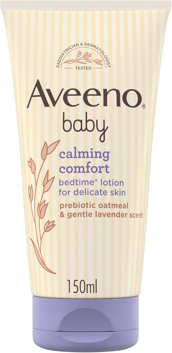 Aveeno Baby, Calming Comfort Bedtime Set - Bath and Wash Plus Lotion, for Delicate Skin, with Gentle Lavender and Vanilla Scent, 250 ml, 150 ml