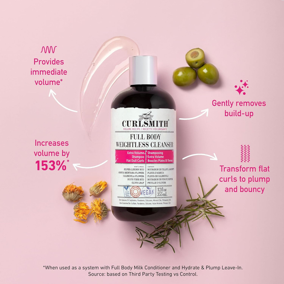 Curlsmith - Full Body Weightless Cleanser, Volumizing Shampoo for Wavy, Curly or Coily Hair, Vegan (355ml/12fl oz)