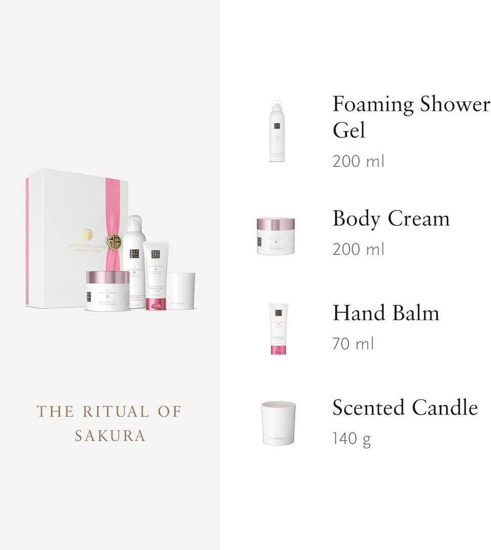 RITUALS Gift Set The Ritual of Sakura Small - Home and Skincare Products Enriched with Cherry Blossom and Rice Milk - Bath Gift Box with Renewing Properties