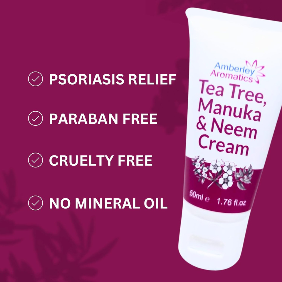 Tea Tree, Manuka & Neem Cream-Moisturising 50ml, Nourishing, for Dry, Chapped & Cracked Skin, Eczema, Psoriasis, Anti-fungal, Antiseptic, Anti-Itch, Jock Itch
