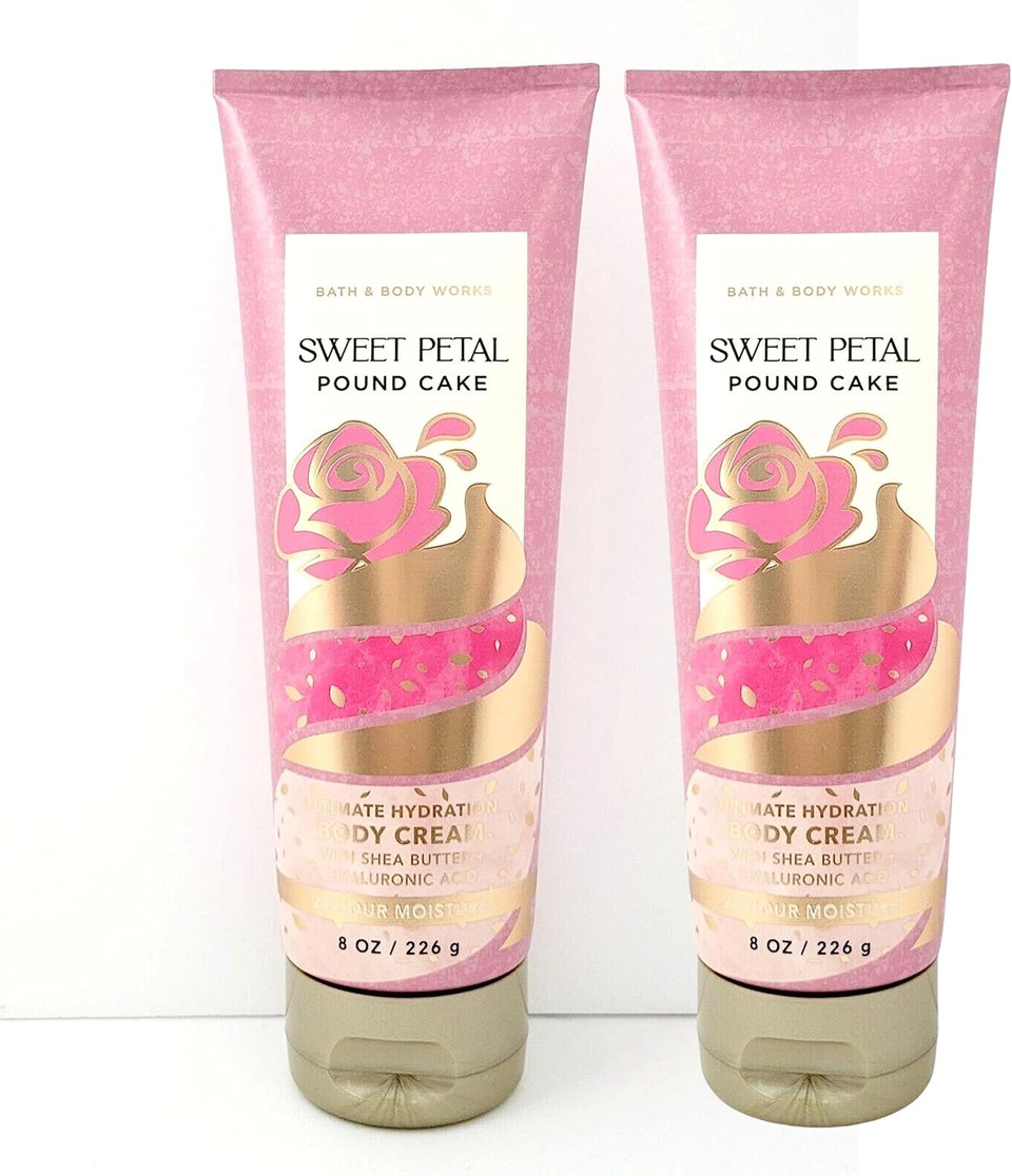 Bath & Body Works - Ultimate Hydration 2 Pack Body Creams (Sweet Petal Cake), 8.0oz Liquid, 1.0lb