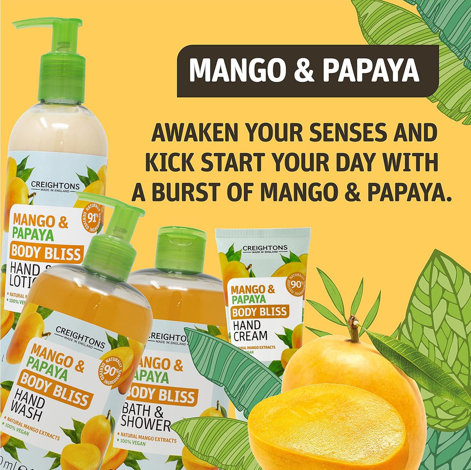Body Bliss Mango & Papaya Hand and Body Lotion 400ml (Pack of 2)