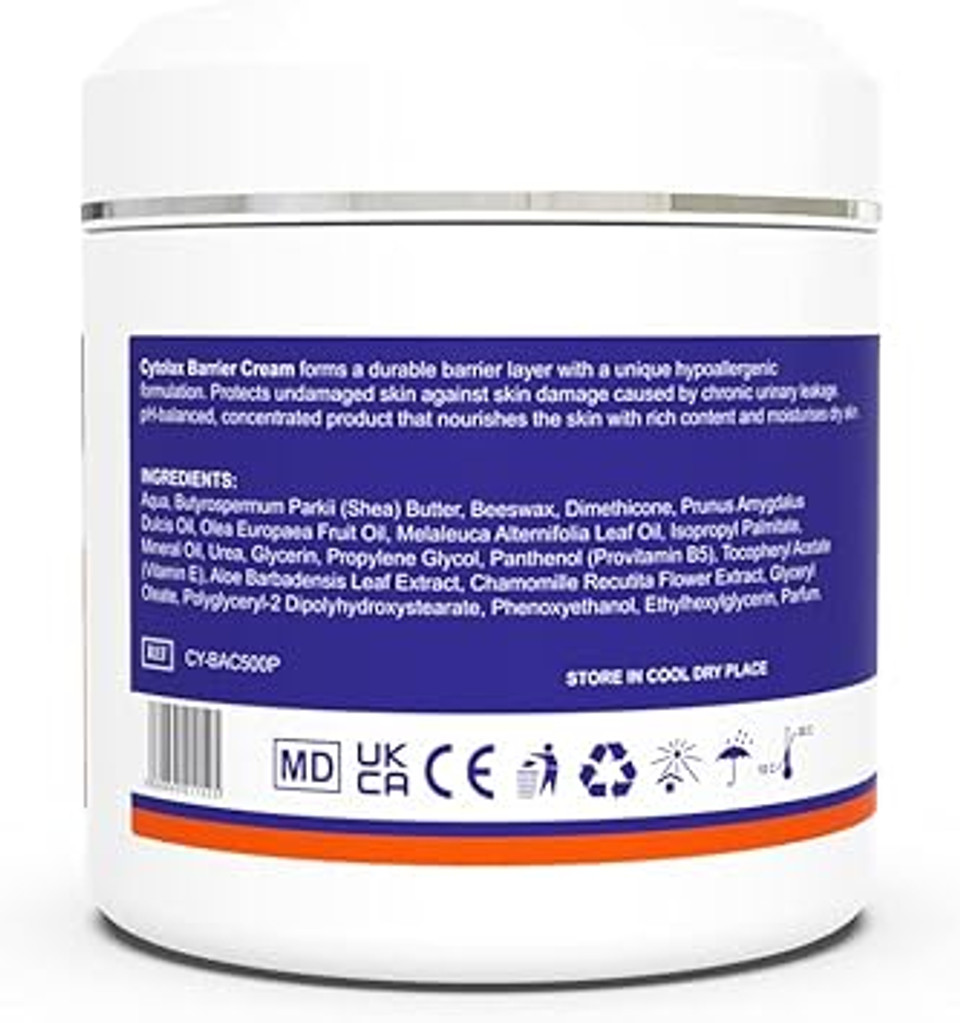 Cytolax Barrier Cream 500g | Durable 24hour Protection | Prevents Skin Irritation & Sores | Improves Elasticity & Repairs Damaged Skin | Incontinence Cream with Shea Butter & Aloe Vera extracts