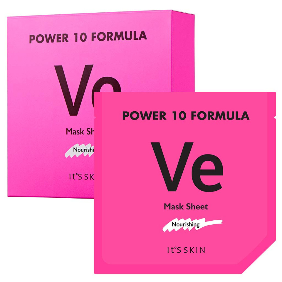 It'S Skin Power 10 Formula Ve Mask Sheet Set 10 Sheets | Hydrating Face Masks Moisturizing Face Mask Brightening Face Masks Soothing Face Mask | Korean Skincare Vitamin E Sheet Mask For Dry Skinve Mask