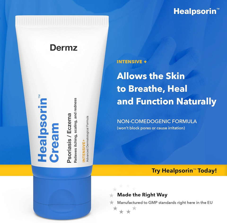 Healpsorin Eczema Cream. Hydrocortisone Free Psoriasis Cream for Skin. Helps with Dermatitis & Itchy, Dry & Flaky Skin. 50ml