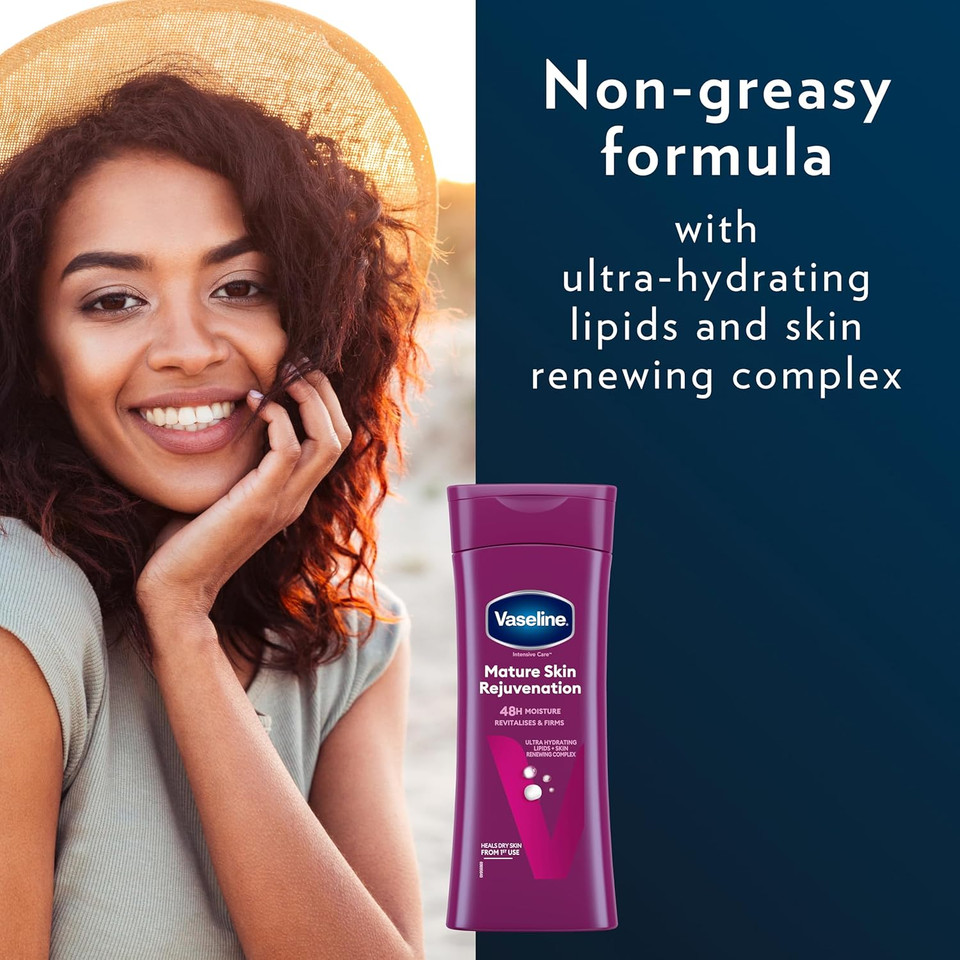 Vaseline Intensive Care Mature Skin Rejuvenation Body Lotion revitalises and firms with 48h moisture for maturing dry skin 400 ml