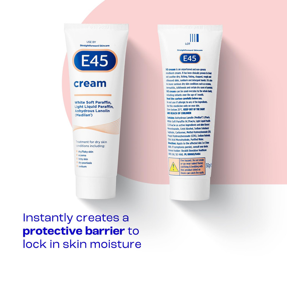 E45 Moisturiser for Dry Skin and Sensitive Skin Cream, 50g