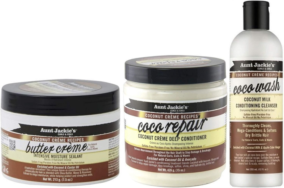 Aunt Jackie's Coconut Butter Creme 213g, Coco Repair 426g & Coco Wash 355ml