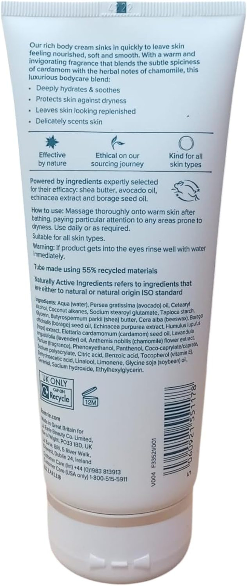 Liz Earle | Cardamom & Chamomile | Botanical Body Cream | 200mL