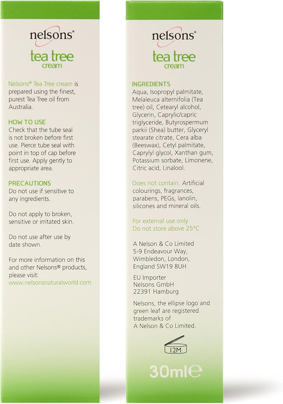 Nelsons Tea Tree Cream 30ml (Pack of 2)