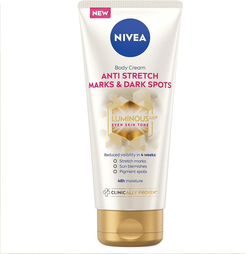 NIVEA Luminous 630 Anti Stretch Marks & Dark Spots Body Cream (200ml), 48-Hour Moisturising Cream Reduces Stretch Marks, Sun Blemishes and Pigment Spots, With Thiamidol