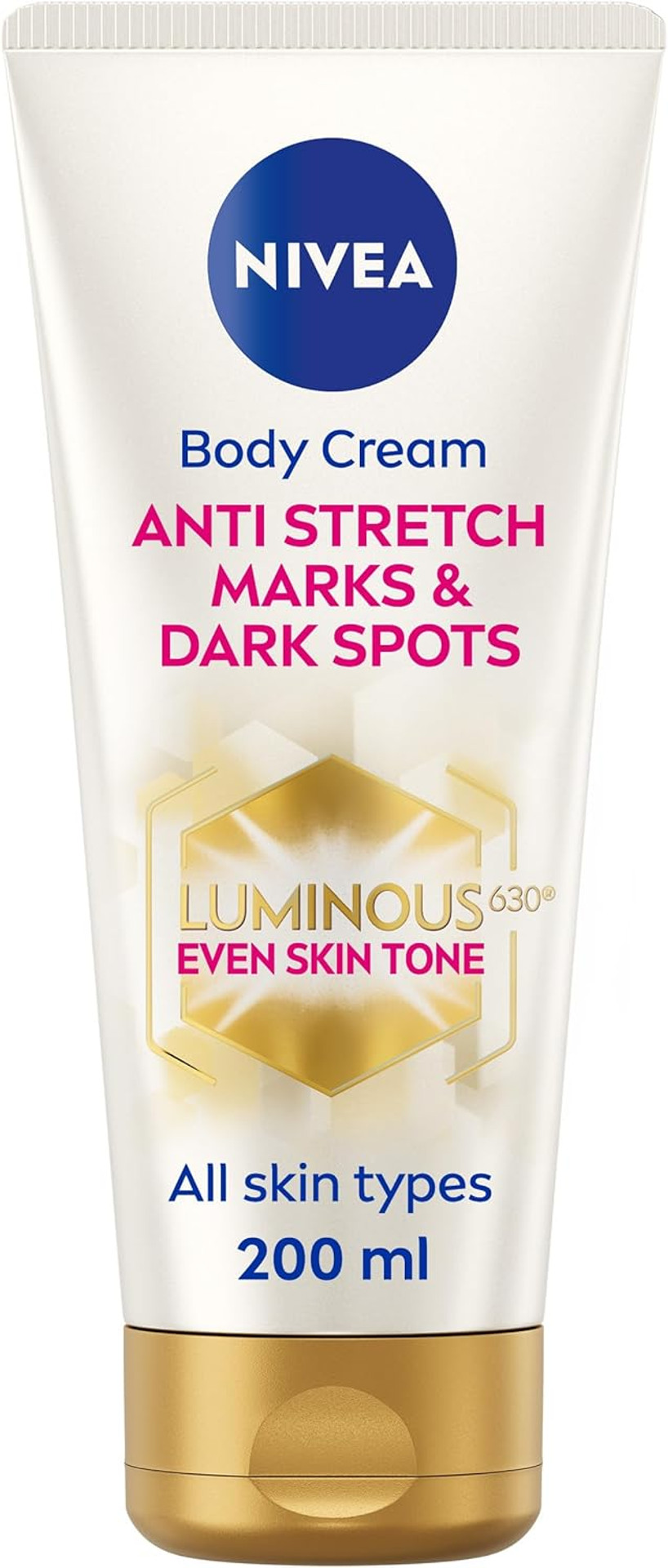 NIVEA Luminous 630 Anti Stretch Marks & Dark Spots Body Cream (200ml), 48-Hour Moisturising Cream Reduces Stretch Marks, Sun Blemishes and Pigment Spots, With Thiamidol