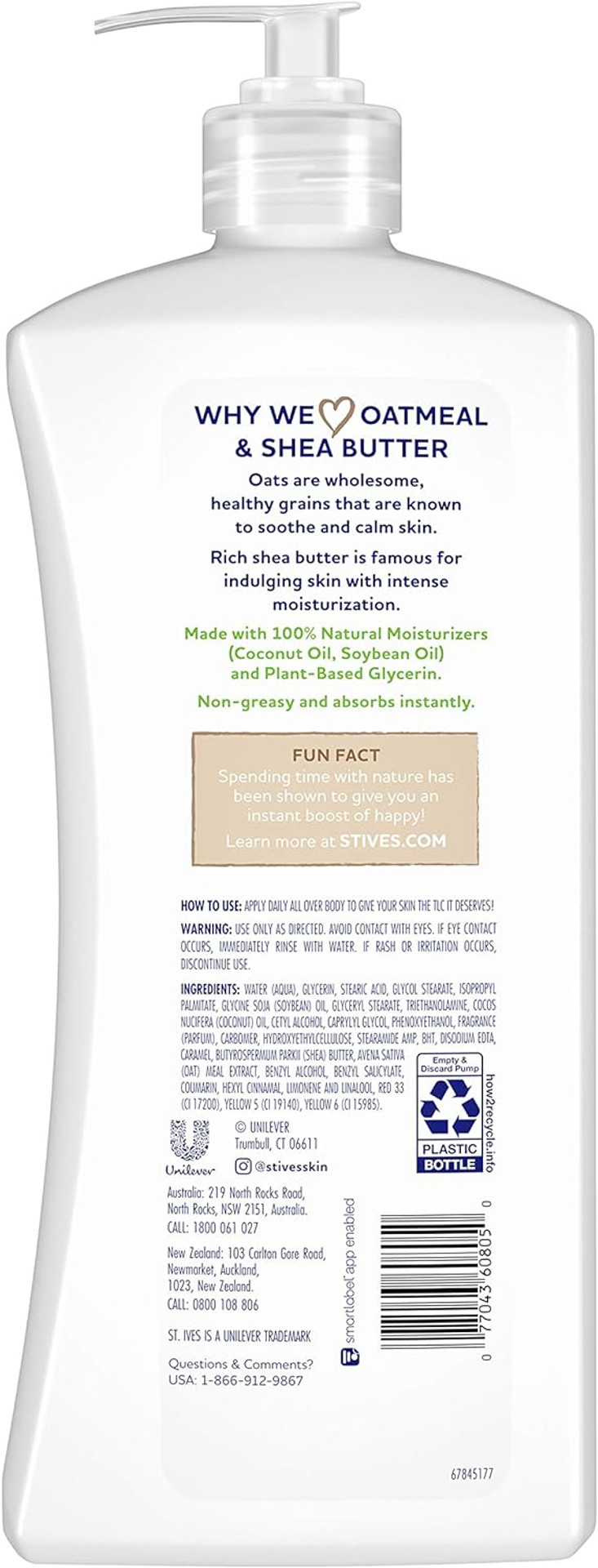 St. Ives Soothing Hand and Body Lotion Moisturiser for Dry Skin Oatmeal and Shea Butter Made with 100 percent Natural Moisturizers 21 oz, Pack of 4