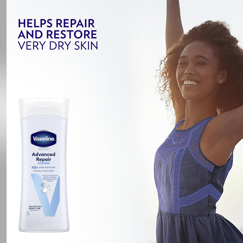 Vaseline Intensive Care Advanced Repair Body Lotion fragrance-free to heal very dry skin 2x 400 ml