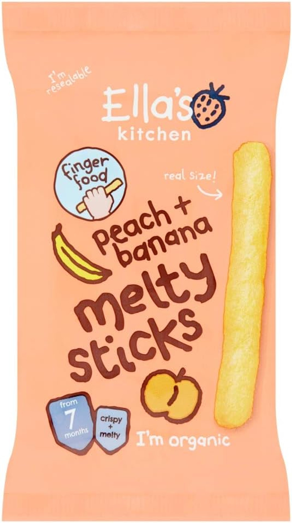 Ella's Kitchen Peach & Banana Melty Sticks, 16g