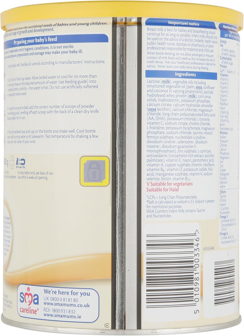 SMA Comfort Infant Milk from Birth, 800g