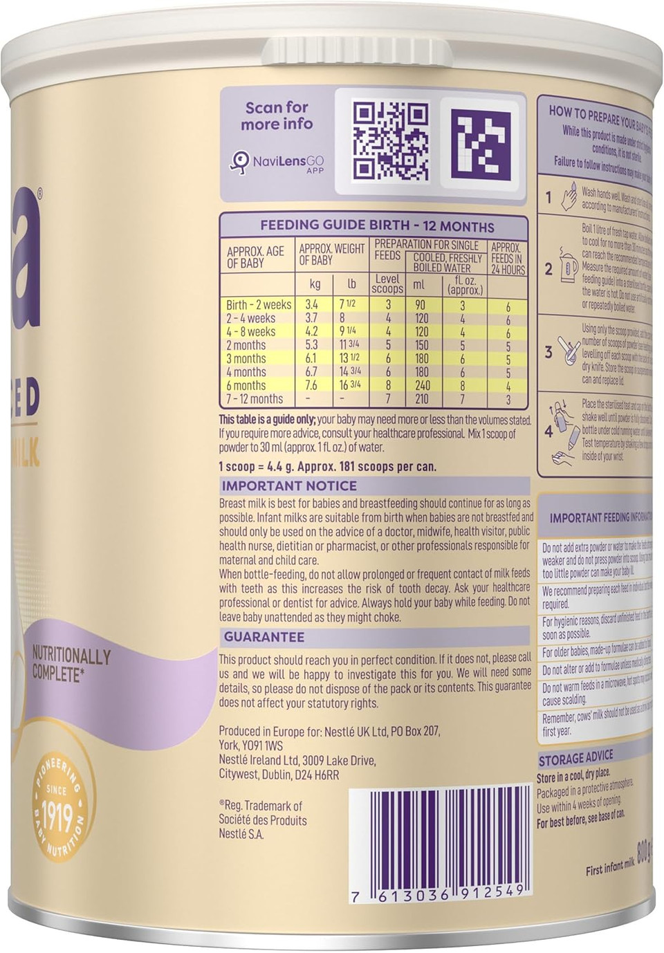 SMA ADVANCED First Infant Baby Milk Powder Formula , From Birth , 800 g (Pack of 1)