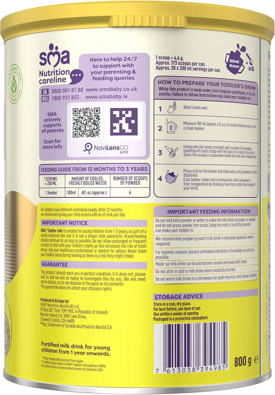 SMA Toddler Milk Powder , 1-3 Years , 800g (Pack of 1)