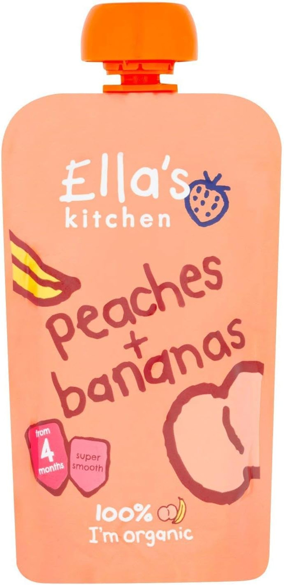 Ella's Kitchen, Stage 1 From 4 Months Organic Peaches and Bananas ,120 g, (Pack of 7)