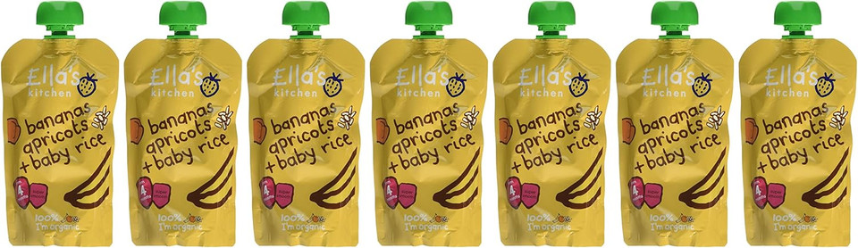 Ella's Kitchen Stage 1 From 4 Months Organic Banana and Apricot Baby Rice (Pack of 7), 120 g