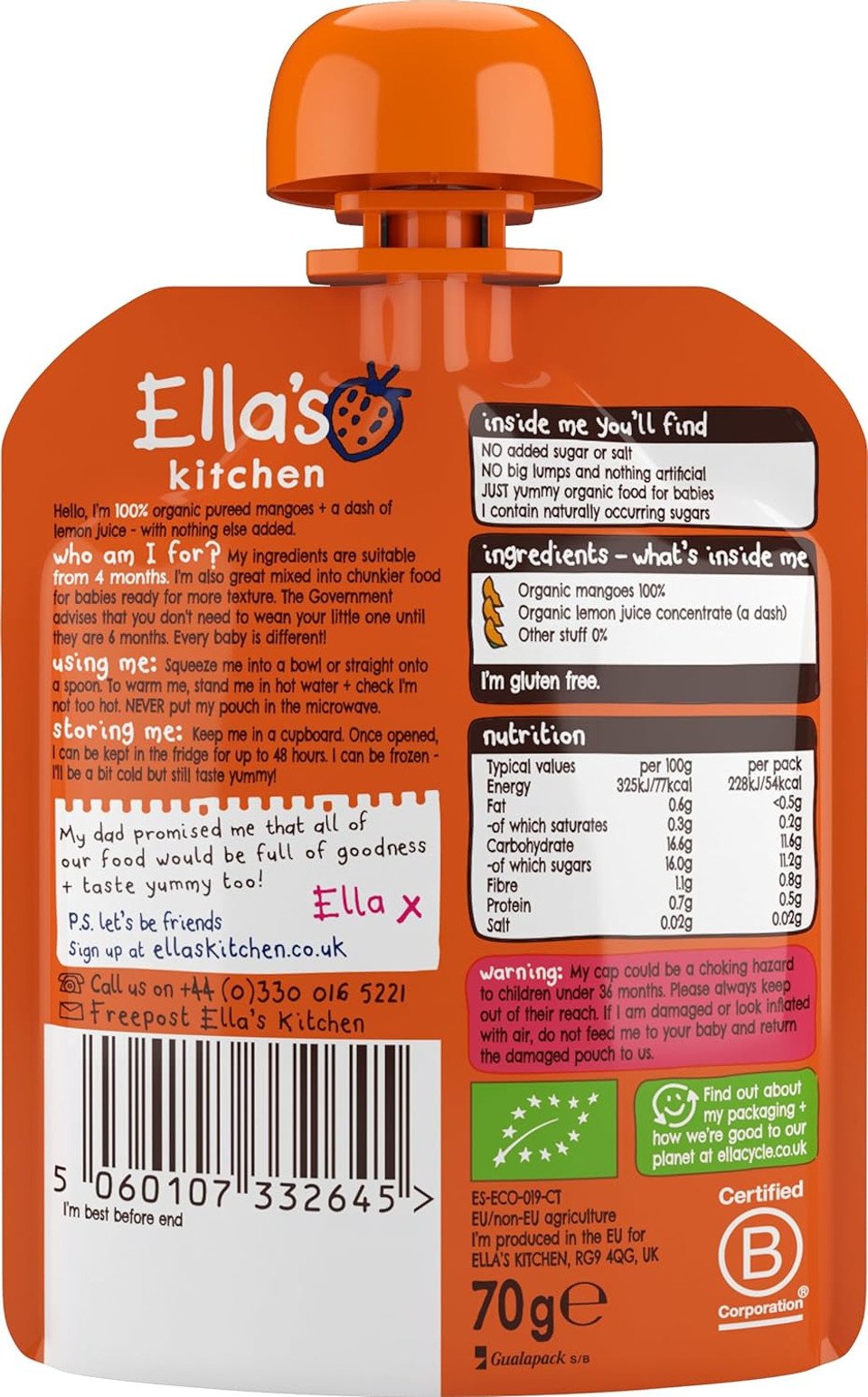 Ella's Kitchen First Taste - Mangoes 70 g (Pack of 7)