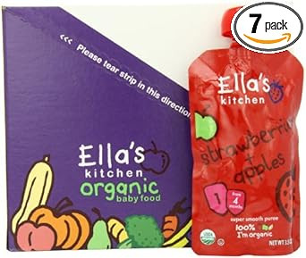 Ella's Kitchen Organic Baby Food Strawberry Plus Apples (4 Plus Months), 3.5 Ounce Pouches (Pack of 7) by Ella's Kitchen