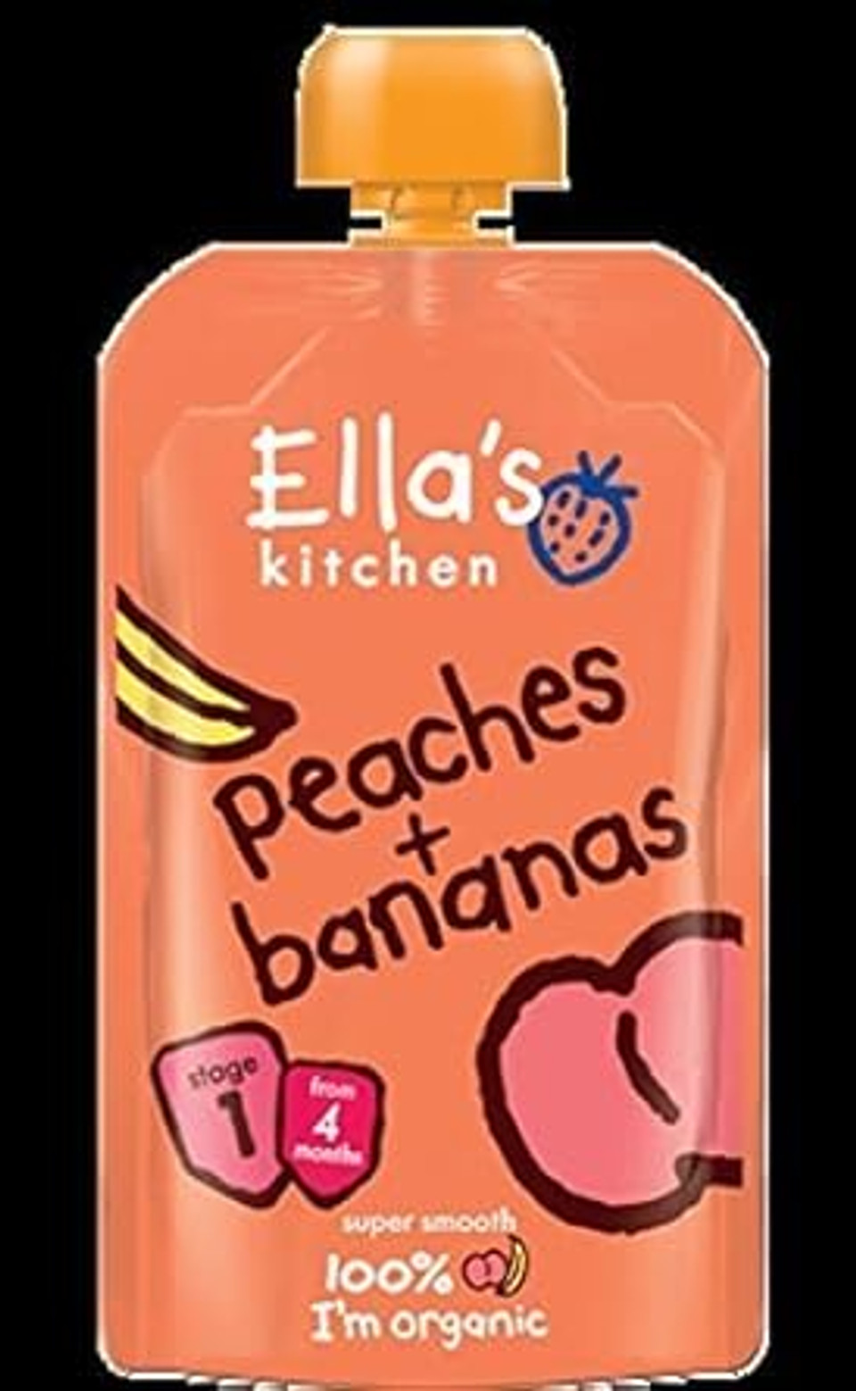 Organic Baby Food - Peaches & Bananas 6-Pack Ella's Kitchen 6 x 3.5 oz Box by Ella's Kitchen
