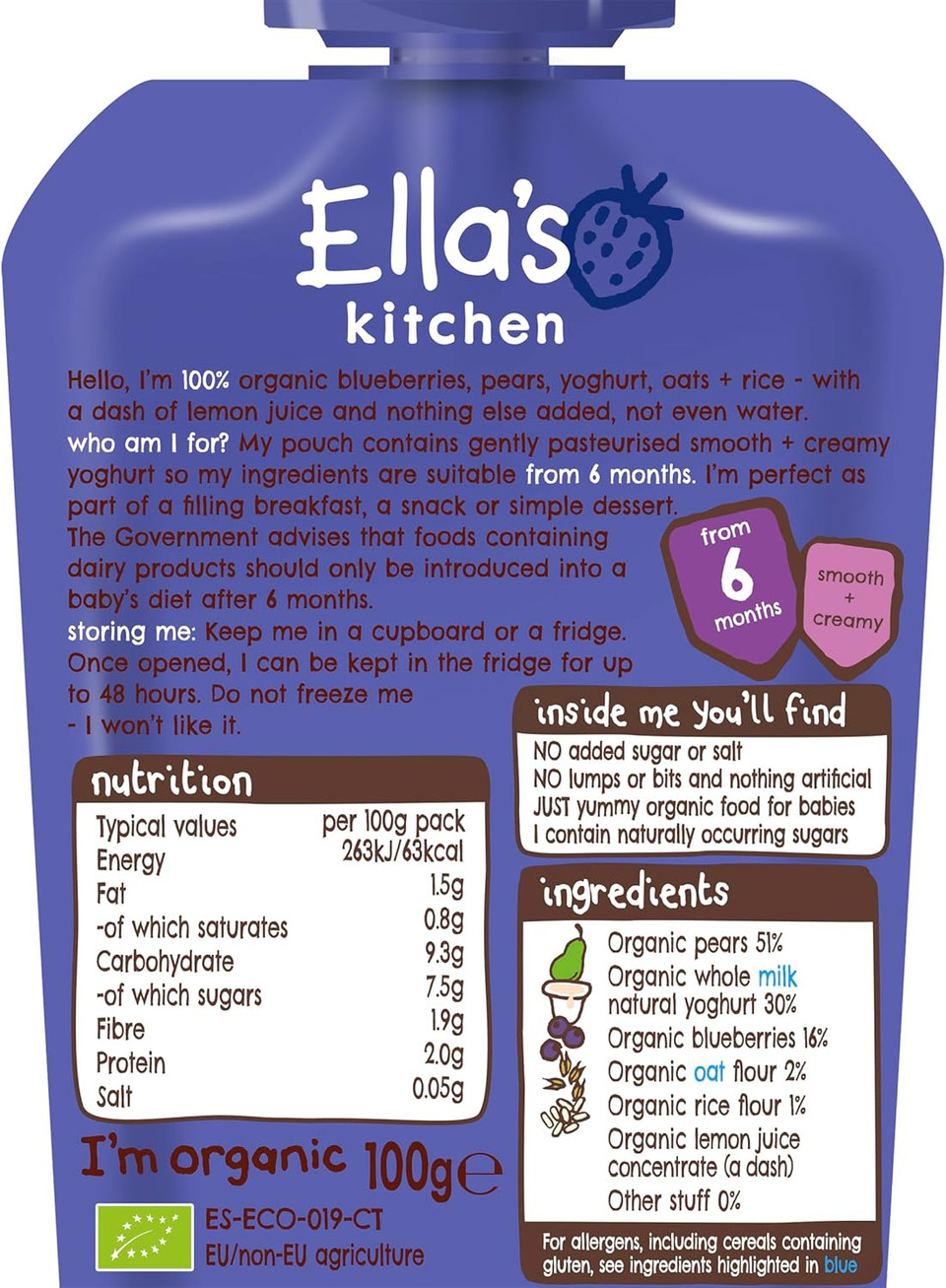 Ella's Kitchen Smooth Puree, Organic Banana Baby Brekkie, 100g