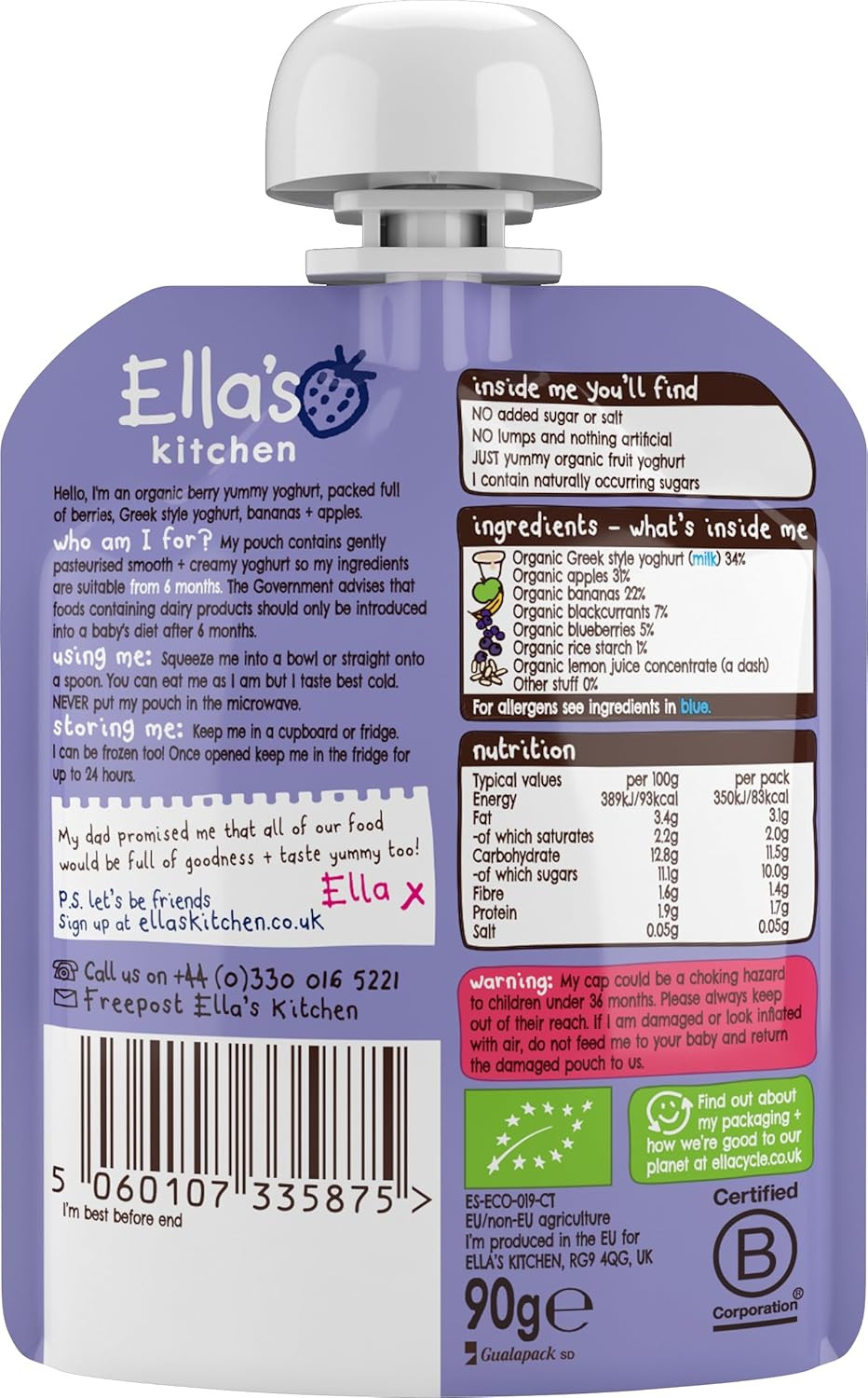 ELLAS KIT BERRY GREEK YOG 90G (Pack of 6)