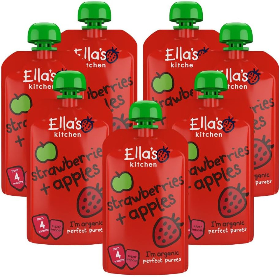 Ella's Kitchen, Stage 1 from 4 Months Organic Apple and Strawberry, 120 g , (Pack of 7)