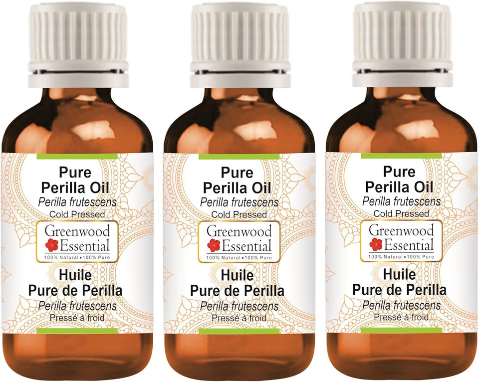 Greenwood Essential Pure Perilla Oil (Perilla frutescens) Cold Pressed 100ml x 3 (10 oz)