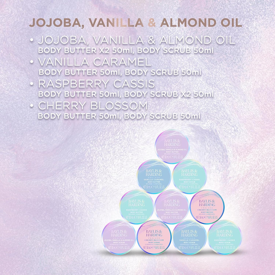 Baylis & Harding Jojoba, Vanilla & Almond Oil Body Scrub & Butter Discovery Gift Set - Vegan Friendly (Pack of 1)