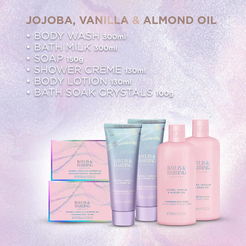 Baylis & Harding Jojoba, Vanilla & Almond Oil Body Scrub & Butter Discovery Gift Set - Vegan Friendly (Pack of 1)