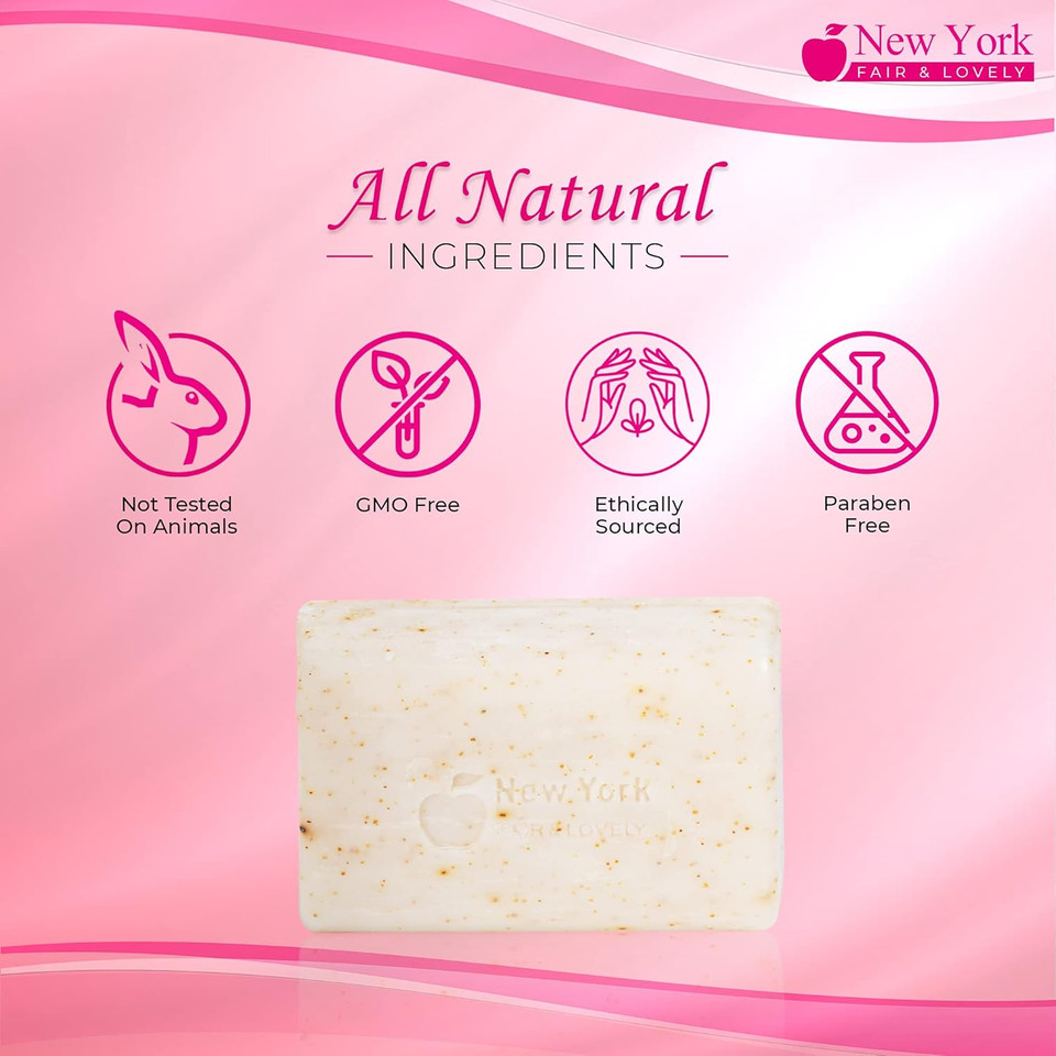 New York Fair and Lovely Exfoliating Soap | 200g / 7 oz | Moisturiser Bar, Natural Skin, Brightening for Face & Body, with Shea Butter, Coconut Oil and Apricot New York Fair and Lovely Exfoliating Soap | 200g / 7 oz | Moisturiser Bar, Natural Skin, Brightening for Face & Body, with Shea Butter, Coconut Oil and Apricot
