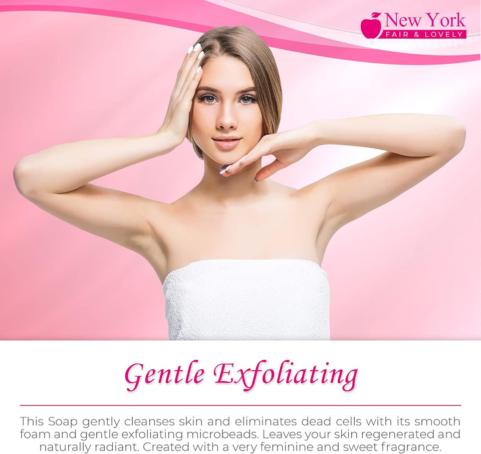 New York Fair and Lovely Exfoliating Soap | 200g / 7 oz | Moisturiser Bar, Natural Skin, Brightening for Face & Body, with Shea Butter, Coconut Oil and Apricot New York Fair and Lovely Exfoliating Soap | 200g / 7 oz | Moisturiser Bar, Natural Skin, Brightening for Face & Body, with Shea Butter, Coconut Oil and Apricot