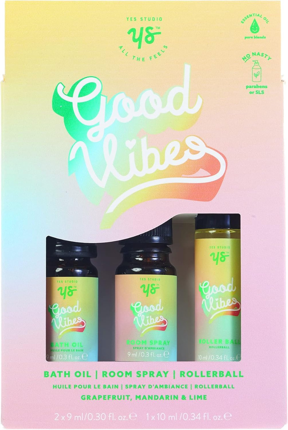 Yes Studio 3 Steps Kit - Bath Oil, Room Spray, Rollerball - Good Vibes