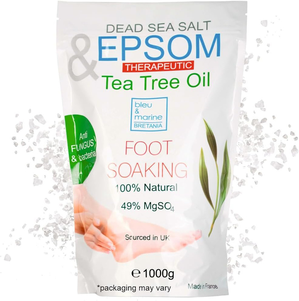 bleu & marine Bretania - Natural Epsom Bath Salts 250g | Infused with Tea Tree & Peppermint Essential Oil | 6x More Effective | Therapeutic Foot Soak | Nail & Skin Treatment, 250 g Pack of 1 bleu & marine Bretania - Natural Epsom Bath Salts 250g | Infused with Tea Tree & Peppermint Essential Oil | 6x More Effective | Therapeutic Foot Soak | Nail & Skin Treatment, 250 g Pack of 1