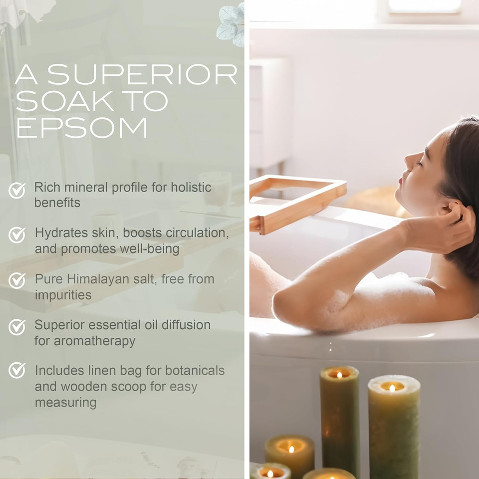 Bath Soak | Foot Soak | Himalayan Salts with Tea Tree & Lime Essential Oils | Antifungal Properties | Nail Fungus | Tired Feet | Muscle Recovery | Cotton Bag & Wooden Scoop | (500g) (Detox) Bath Soak | Foot Soak | Himalayan Salts with Tea Tree & Lime Essential Oils | Antifungal Properties | Nail Fungus | Tired Feet | Muscle Recovery | Cotton Bag & Wooden Scoop | (500g) (Detox)