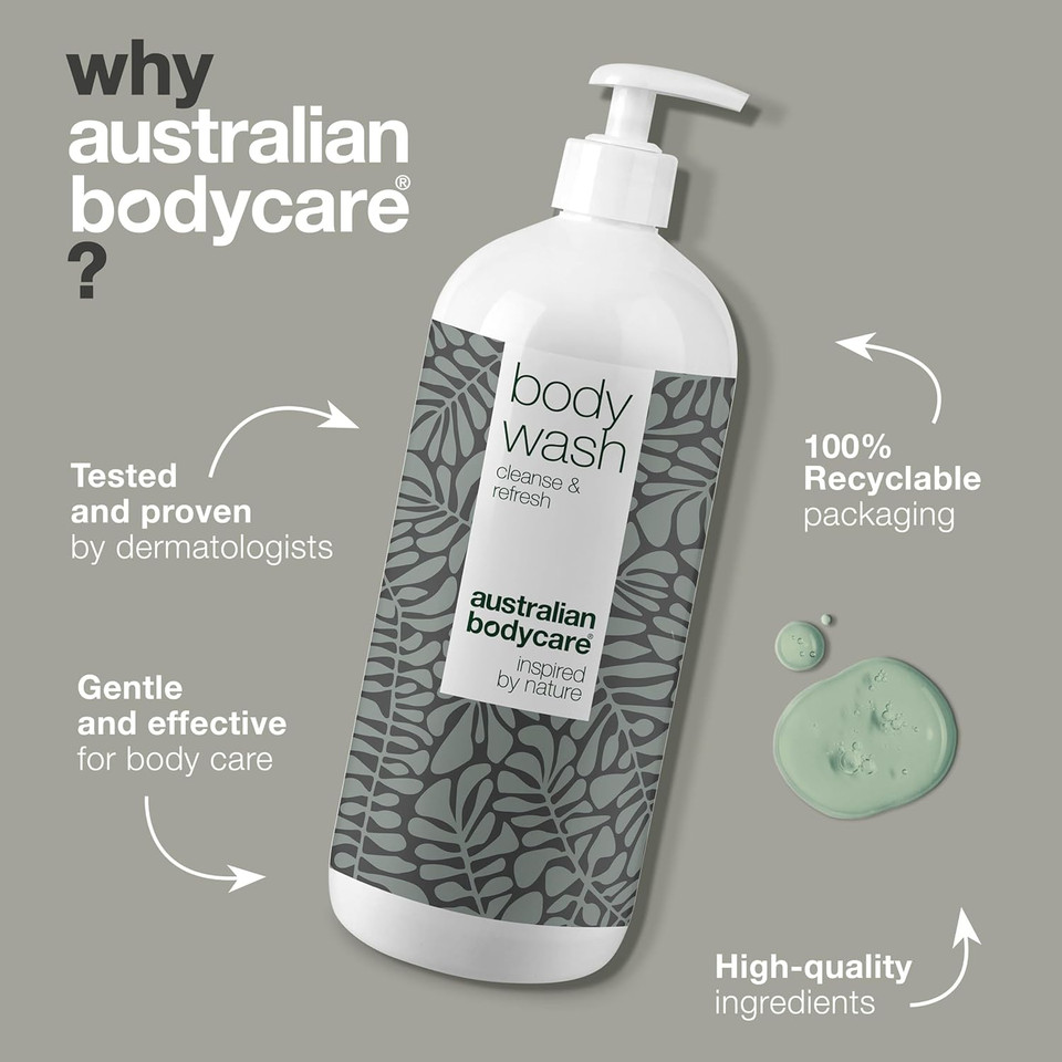 Shower Gel with 4-Terpineol known from Tea Tree Oil 1000 ml - Body Wash helps Pimples, Athlete's Foot, Ringworm, Jock Itch, Acne & Body Odor Shower Gel with 4-Terpineol known from Tea Tree Oil 1000 ml - Body Wash helps Pimples, Athlete's Foot, Ringworm, Jock Itch, Acne & Body Odor