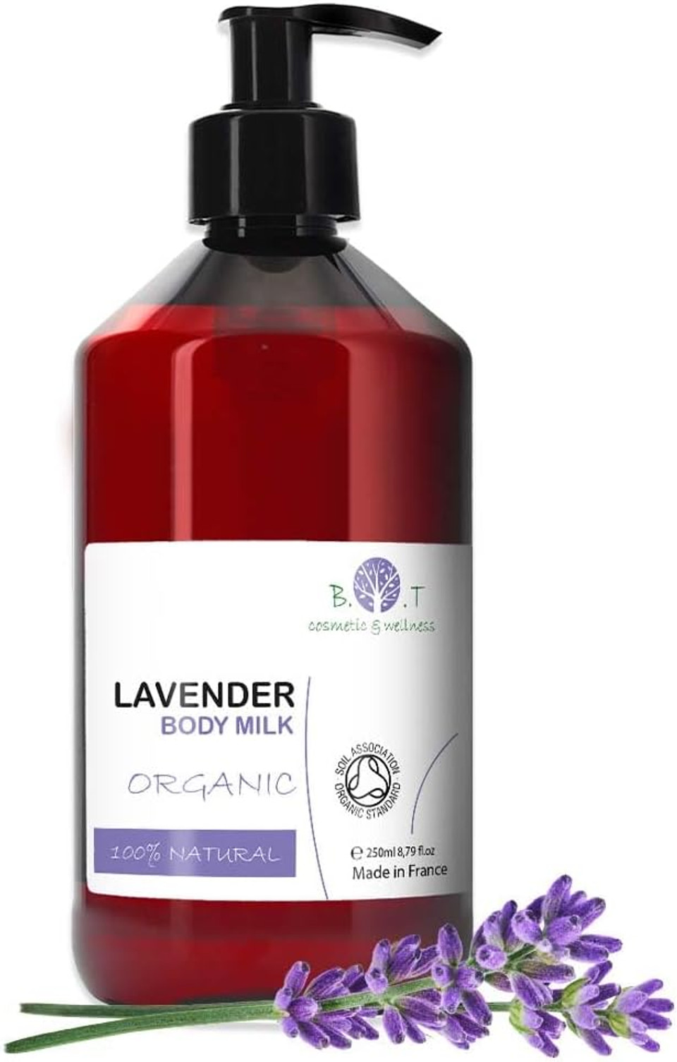 Organic Lavender Moisturizing Body Lotion, 8.8 fl.oz 250 ml, BIO, Luxurious Body Milk, Soothing, Dry skin, Body Care, Lavender Essential oil, Aloe Vera