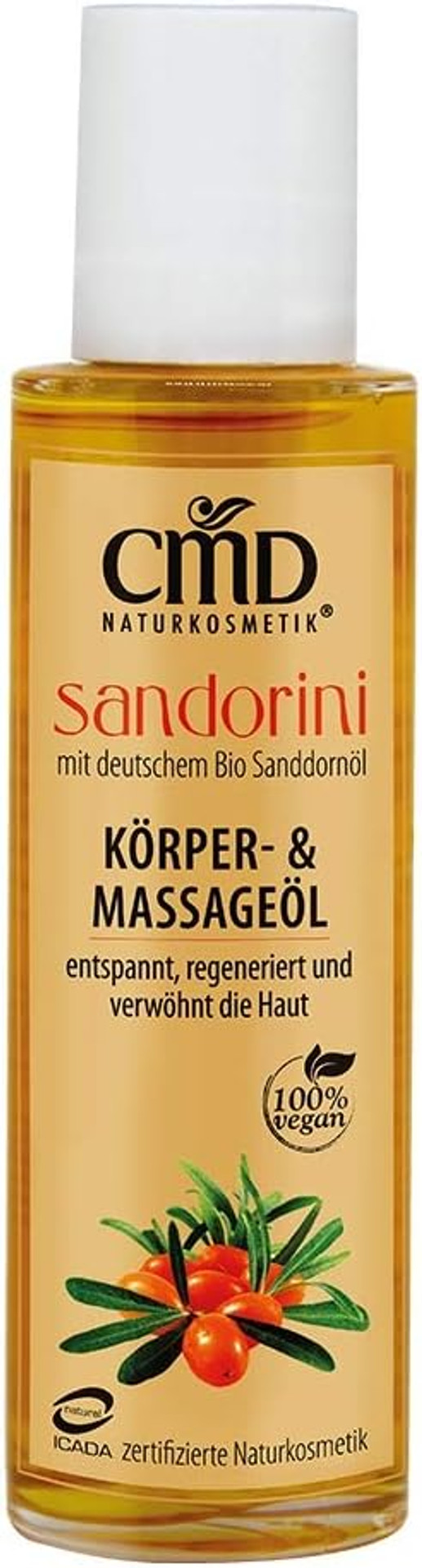 CMD Sandorini Body Oil & Massage Oil 100 ml with Sea Buckthorn Oil (Organic, Vegan, Natural Cosmetics)