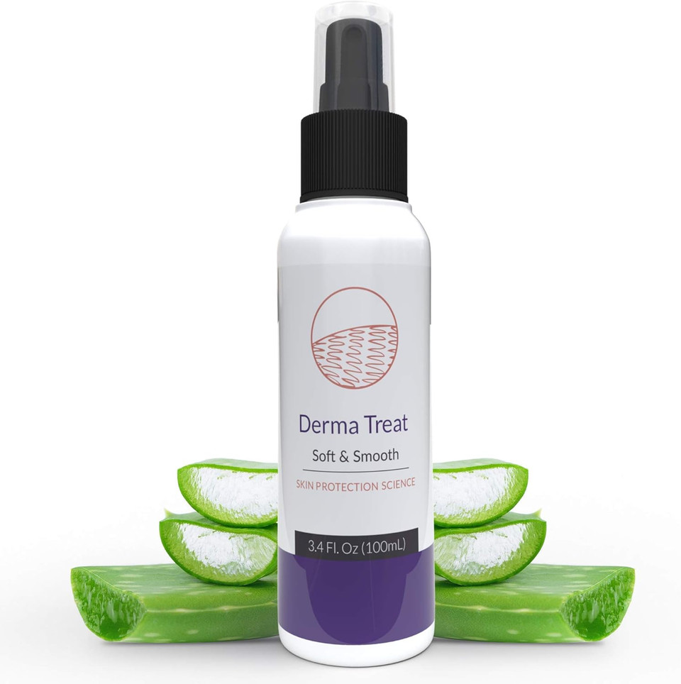 Psoriasis and Pruritus Treatment by DERMA TREAT I 100 ml I Itch moisturiser and eczema spray I Contains Magnesium oil & Aloe Vera I Ailing scaly skin and hydration I 100% Organic Ingredients