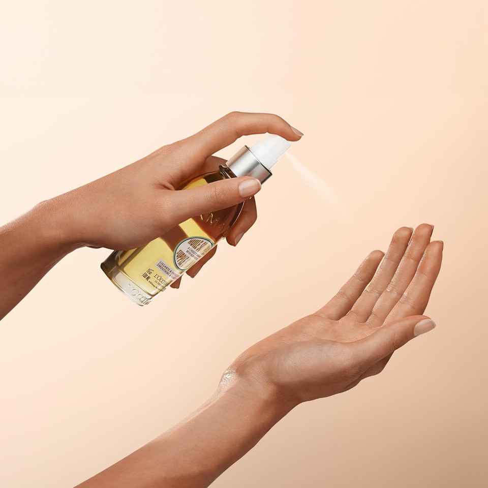 L'OCCITANE Almond Supple Skin Oil 100ml, 50% Pure Almond Oil for Deep Hydration & Glow, Vegan, Fast-Absorbing Body Oil, Luxury Clean Beauty Skincare for Soft, Supple Skin