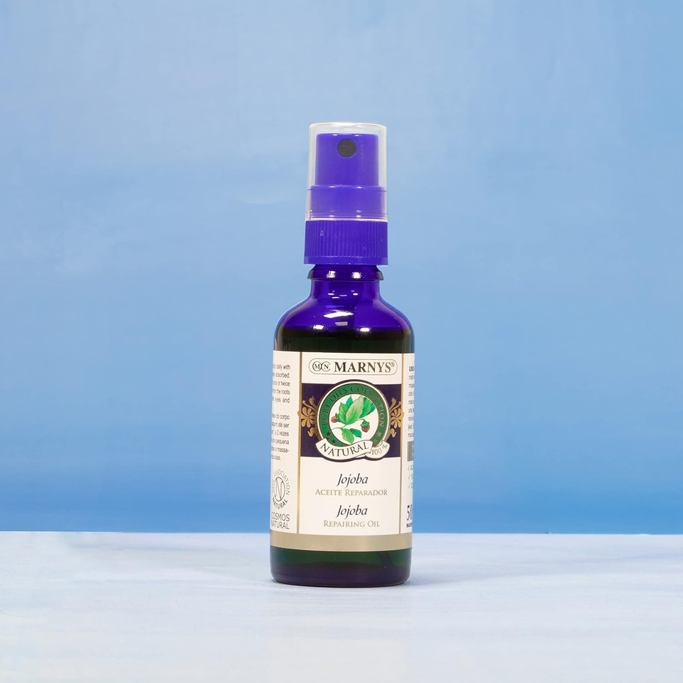 MARNYS Jojoba Oil, 100% Natural Repair Oil, Oil for Oily or Mixed Skin and Hair, Moisturising for Hair, Face, Cuticles, Body and Nails - Bottle 50 ml