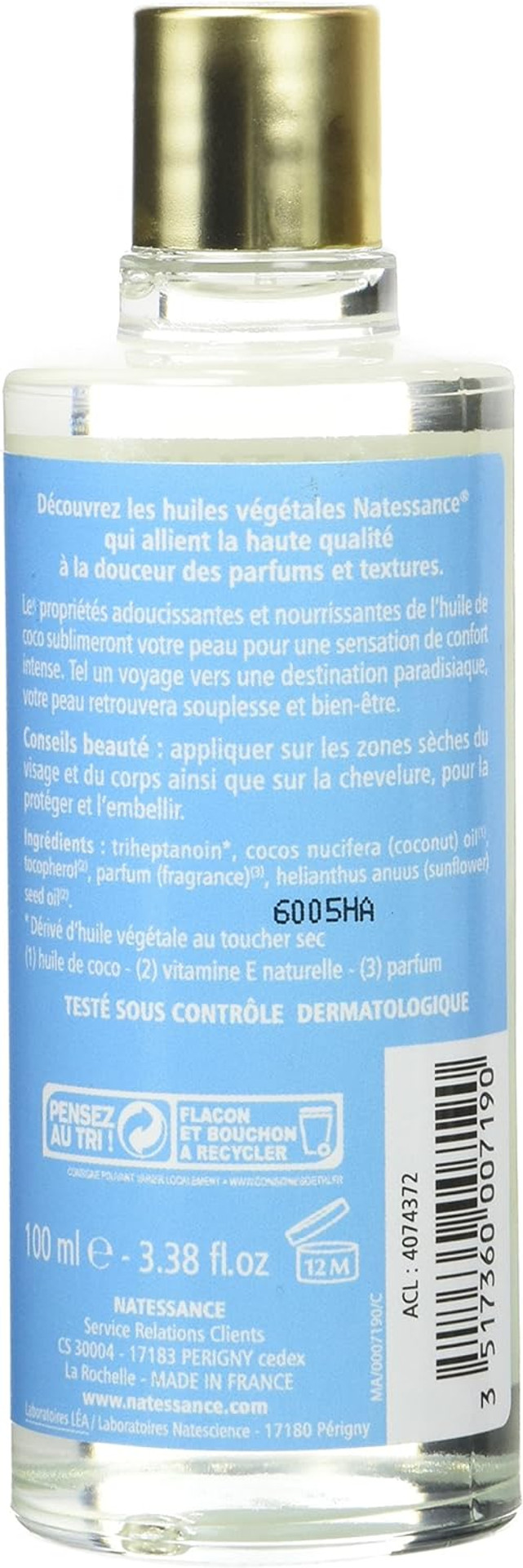 Natessance Certified Organic Cosmetic Bio Coconut Dry Oil, 100 ml
