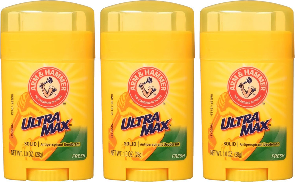 Arm & Hammer ULTRA-MAX Antiperspirant/Deodorant, Fresh INVISIBLE SOLID, Net wt 3.0 oz, 3-pack (1.0 oz/stick) by Arm & Hammer